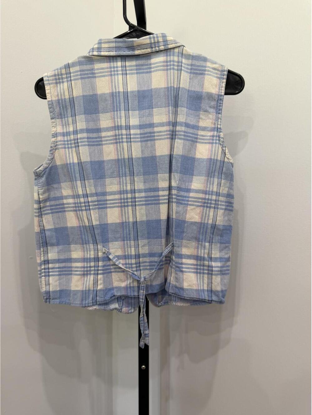 Vintage 90s Erika Classics Large Sleeveless Button-Up Plaid Shirt - Picture 6 of 6